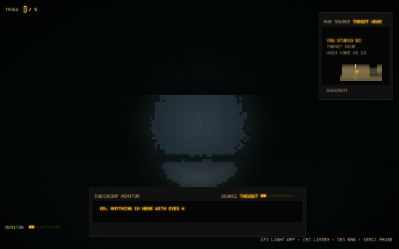 Current-build field view of a flashlight illuminating the condemned Ellery Conservatory